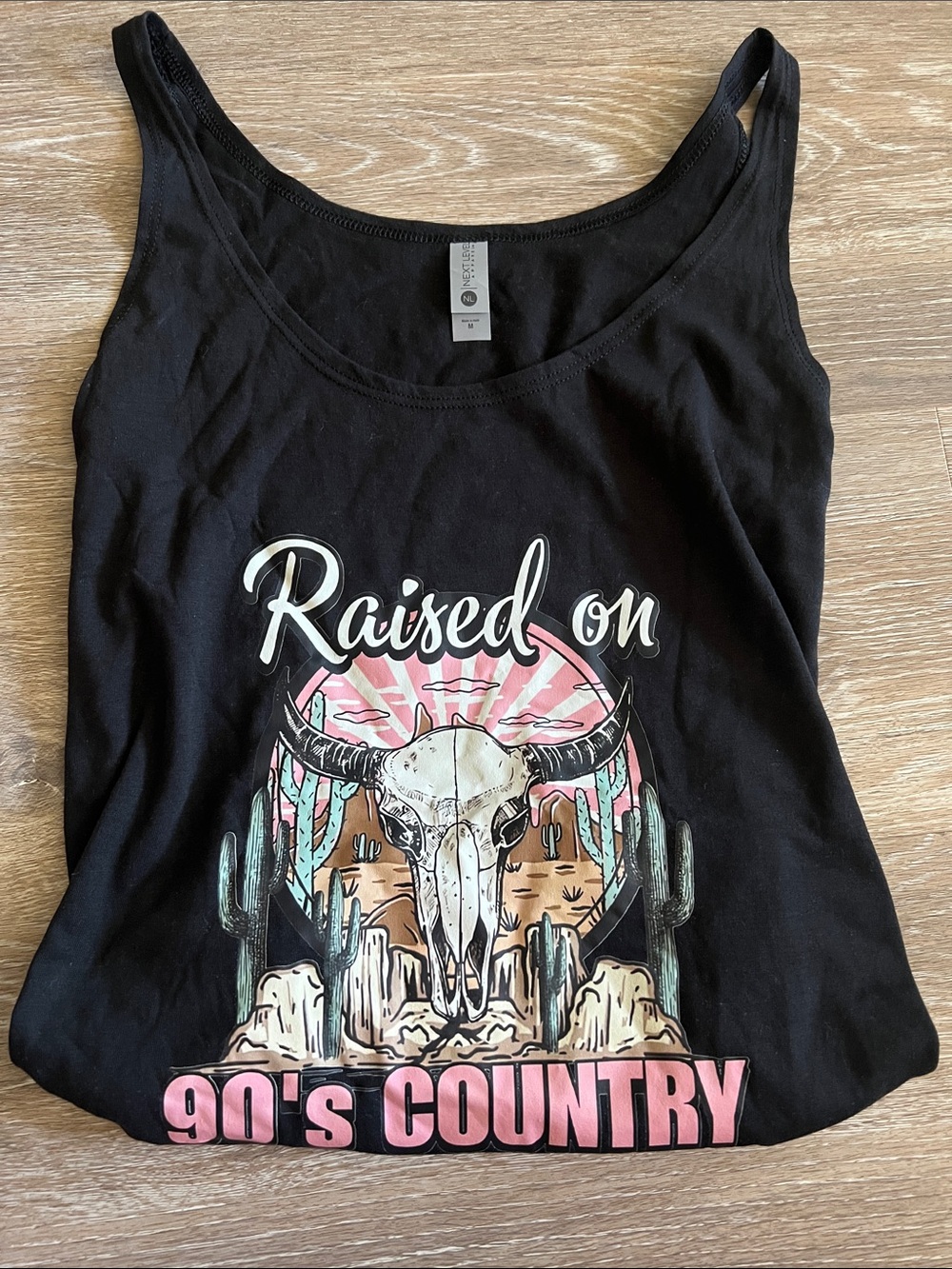 Raised On 90's Country Graphic Tank Top - Black